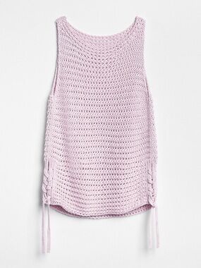 GAP size small side tie Lilac Crochet Sleeveless Knit Top